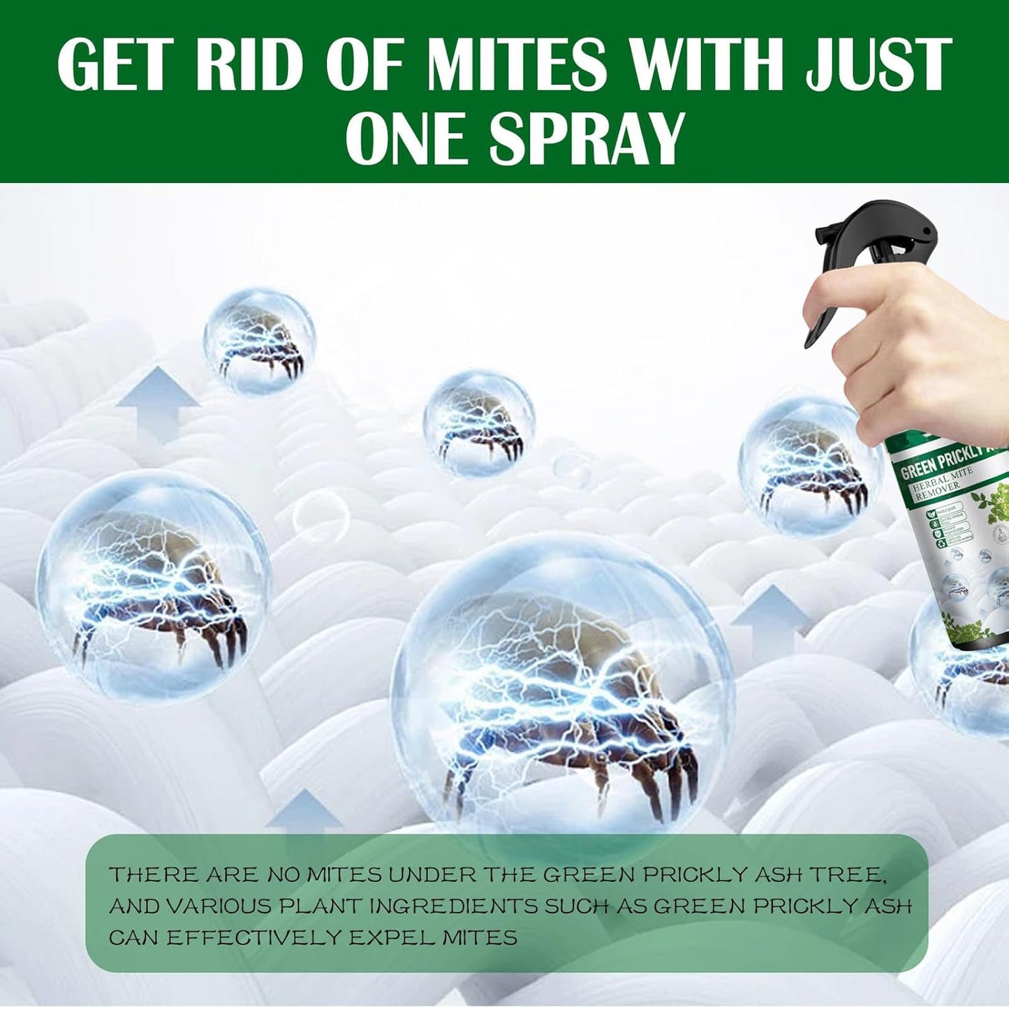 Green Prickly Ash Mint Mite Removal Spray – Bed, Sofa & Fabric Cleaner